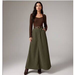 Minimalist Corduroy Skirt Maxi Green